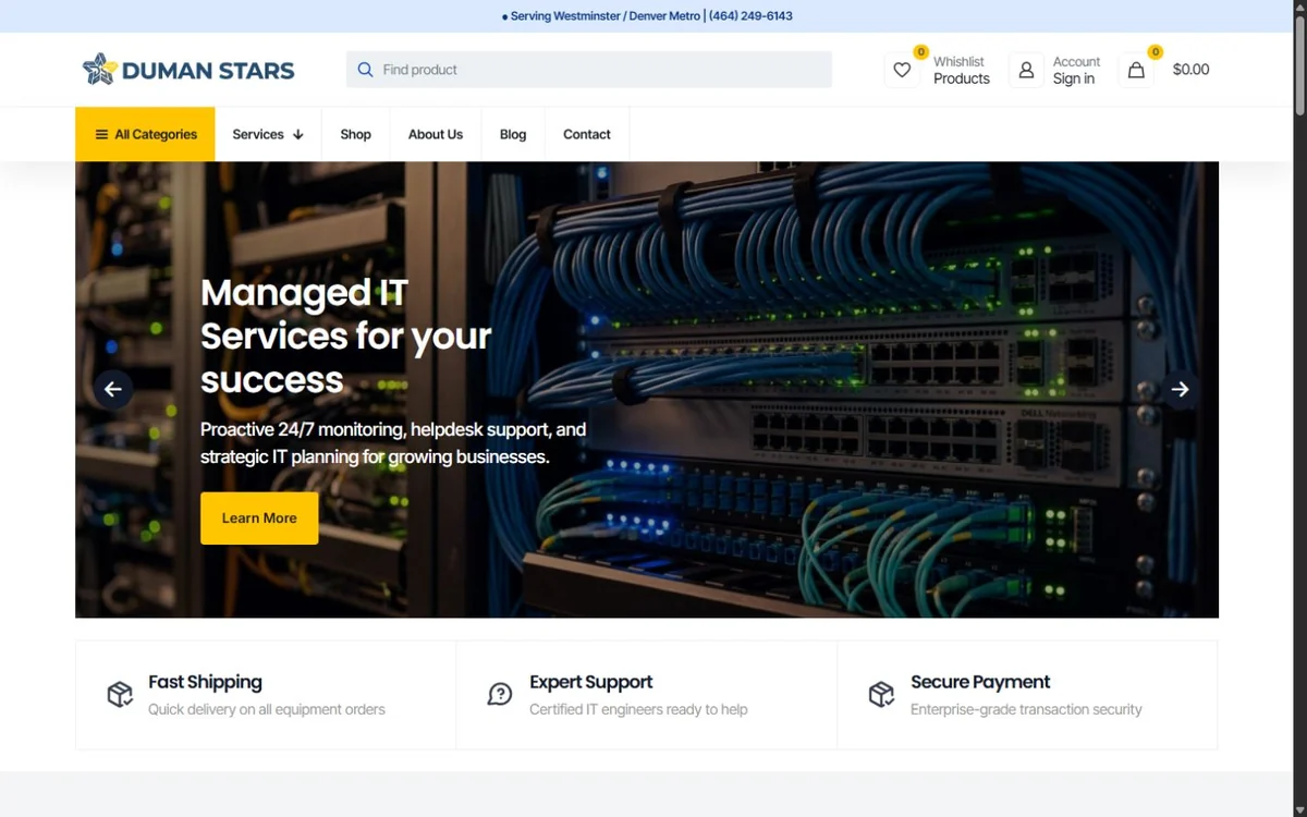 Duman Stars website homepage