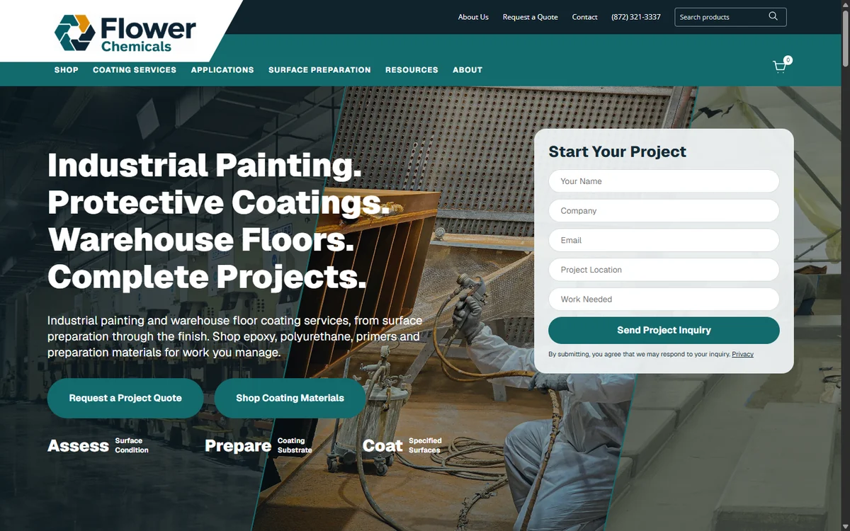 Flower Chemicals website homepage