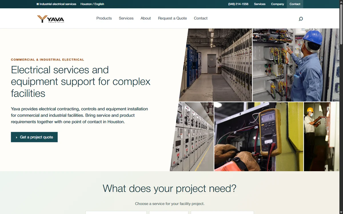 Yava Industrial website homepage
